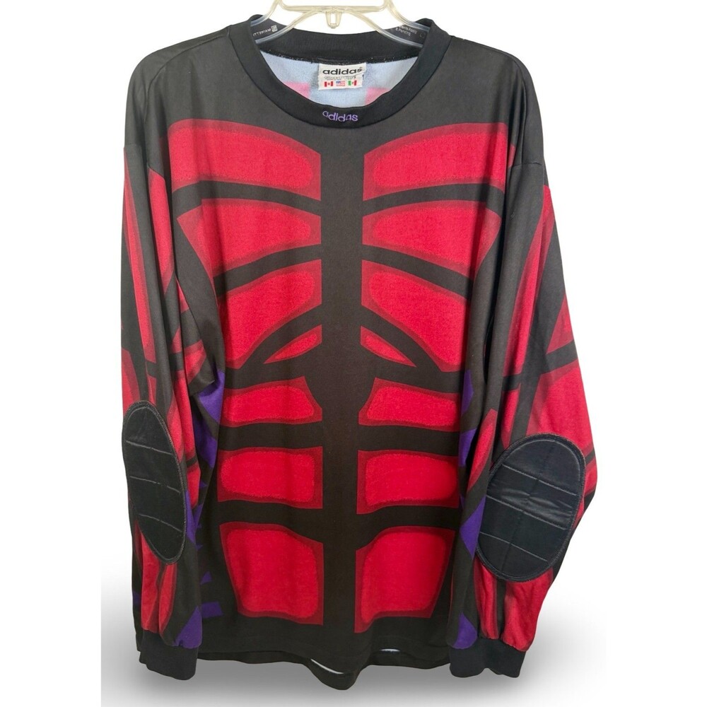 Vintage 1995 ADIDAS Predator Terminator All Over Print Soccer Goalie Jersey Sz L